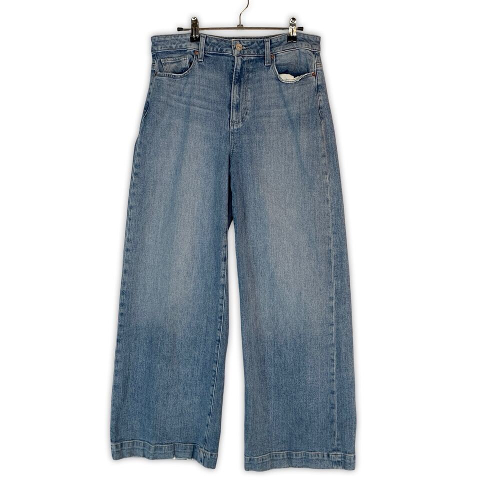 PAIGE Harper Jeans Women Size 26 Blue Kara Wash Wide Leg High Rise Denim
